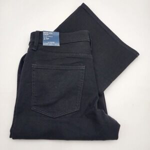 J.Crew Wide Leg Crop Denim Jeans‎ Women's Size 27P Black All Day Stretch NWT
